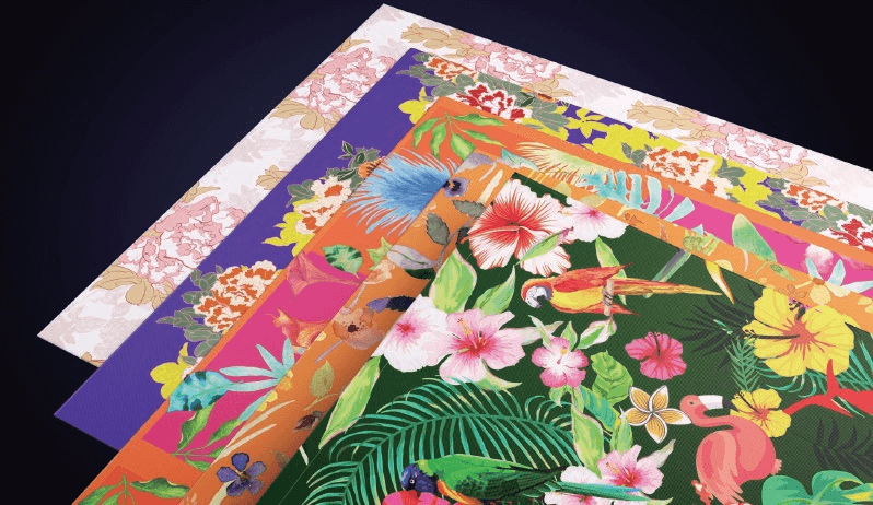 Vibrantly colored and detailed printed textile
